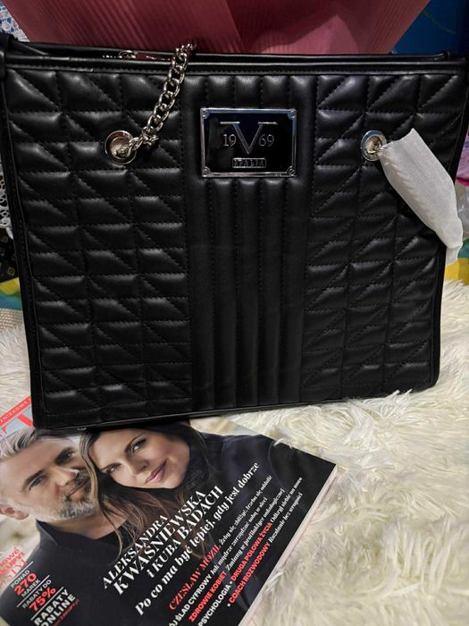 Czarna shopperka biznesowa elegancka Versace 19.69