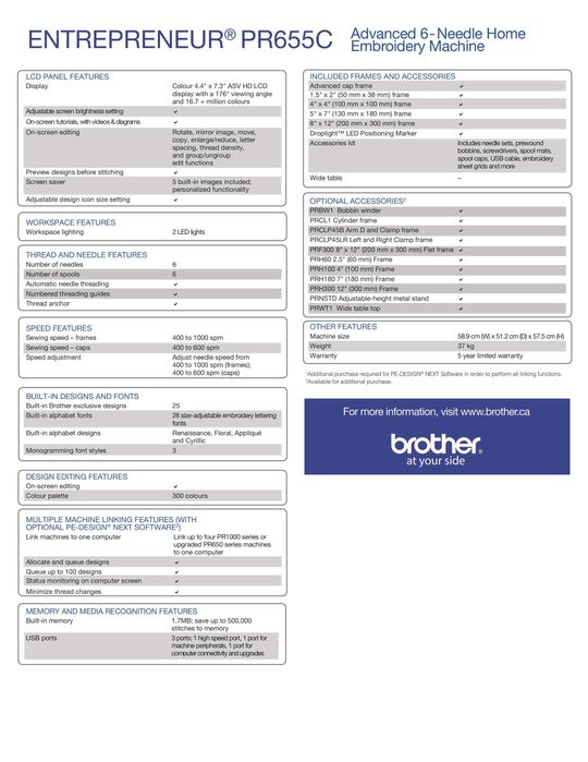 Máquina de Bordar Semi-Industrial Brother PR655 Entrepreneur