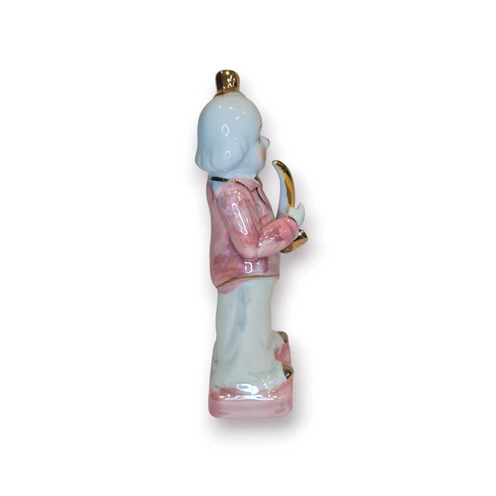 Estatueta Decorativa Palhaço Músico Porcelana – Pintada à Mão