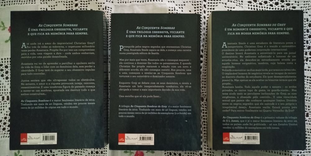Livros eróticos trilogia As Cinquenta Sombras de E L James