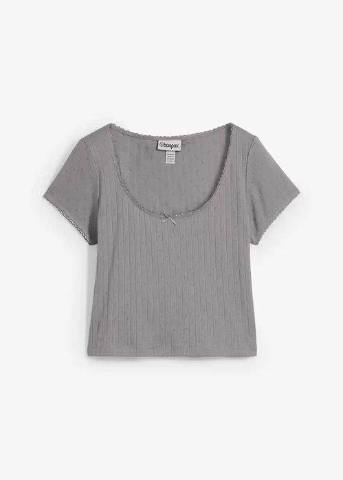 B.P.C t-shirt szary haftem i kokardką r.40/42