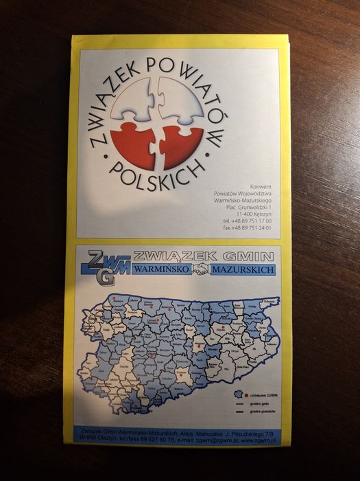 Mapa administracyjno turystyczna Warmia i Mazury