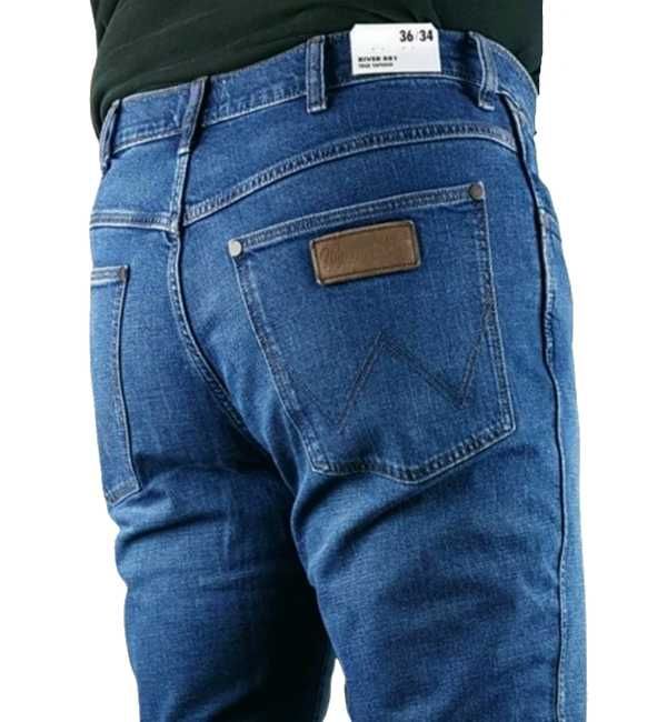 Męskie jeansy Wrangler River - True Tapered -Sundown Blue nowe W33/L34