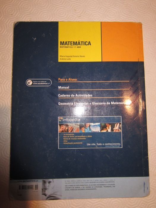 Matemática 7ºano porto editora - maria augusta ferreira neves e antóni