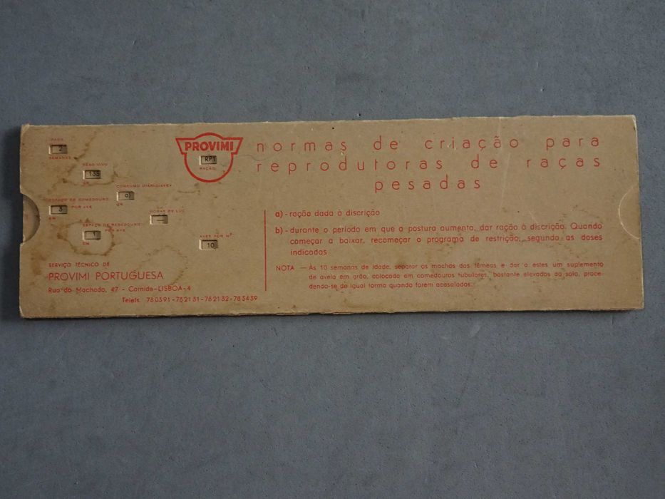 Antiga régua para processo de cálculo da produção de ovos - da Provimi