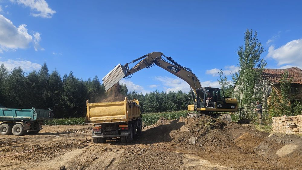 Usługa koparko-ładowarką, koparką, mini koparką, gąsienicowa koparka