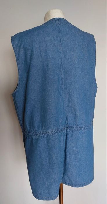 Kamizelka jeansowa na guziki sukienka haft XXL oversize