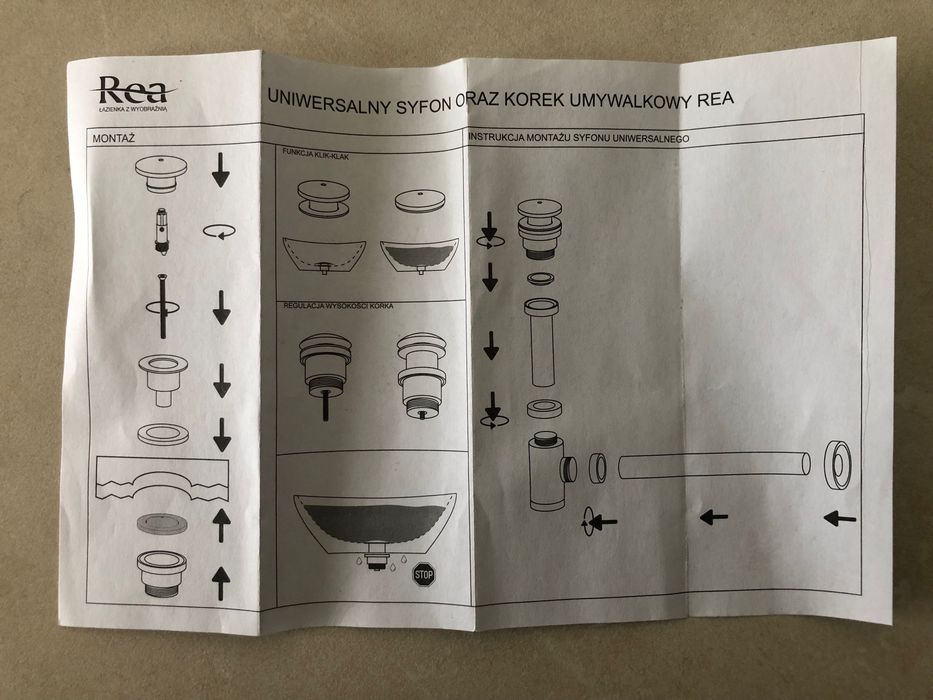 Rea Syfon Umywalkowy z Korkiem Klik-Klak Chrom Rea