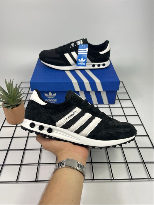 Кросівки чоловічі Adidas La Trainer Black white, чорні (41-46) розміри