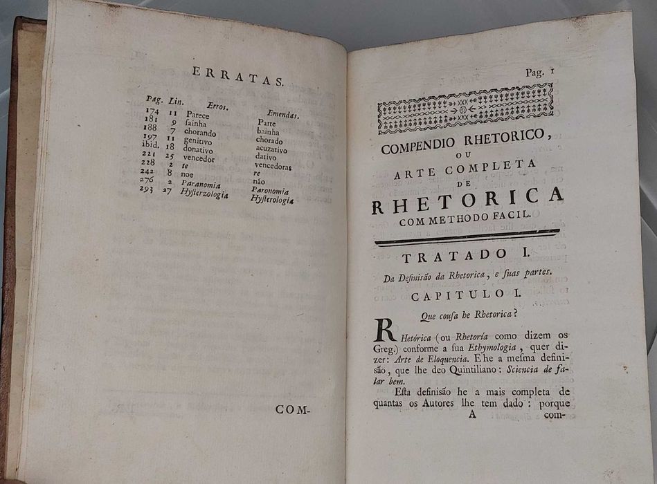 Compendio rhetorico (1794): um livro com uma história curiosa...