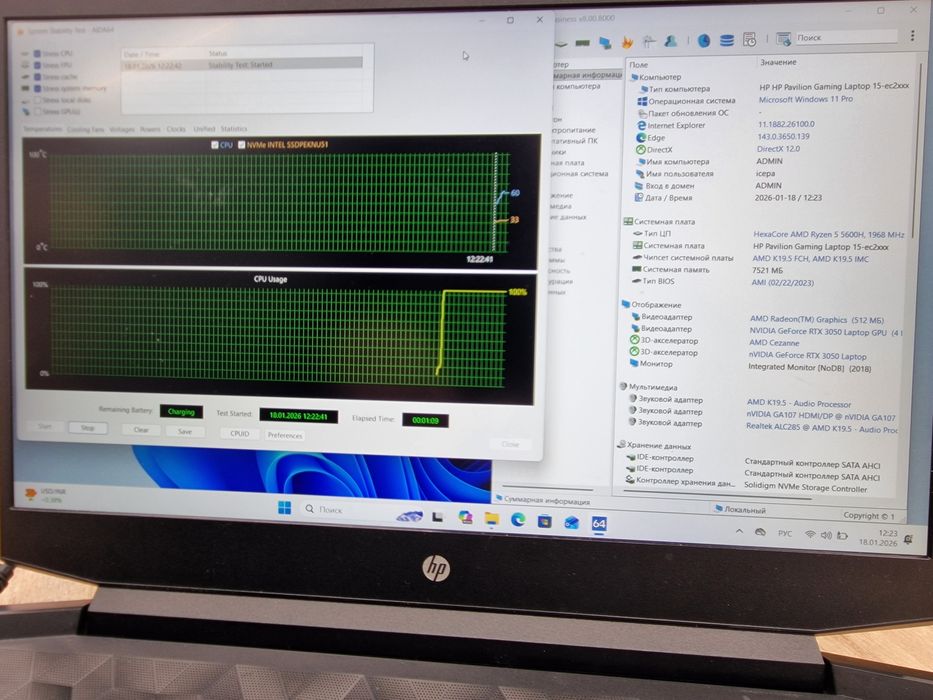 HP Gaming Ryzen 5 5600H /RTX 3050 /512GB SSD/ 144 Гц дисплей/АКБ Новий