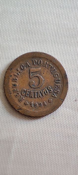 Lote 4 Moedas Antigas Portugal & Angola (1917, 1919, 1924, 1961) Centavos