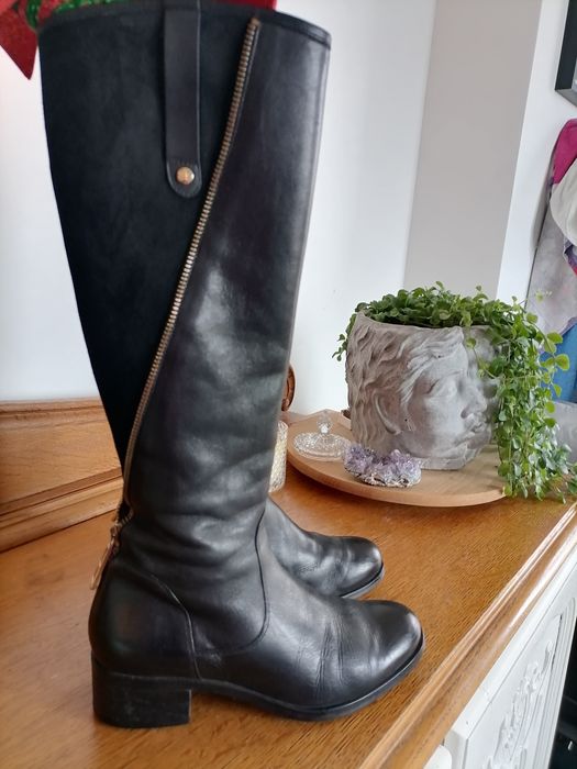 Klasyczne kozaki skorzane Badura 37 czarne zapinane