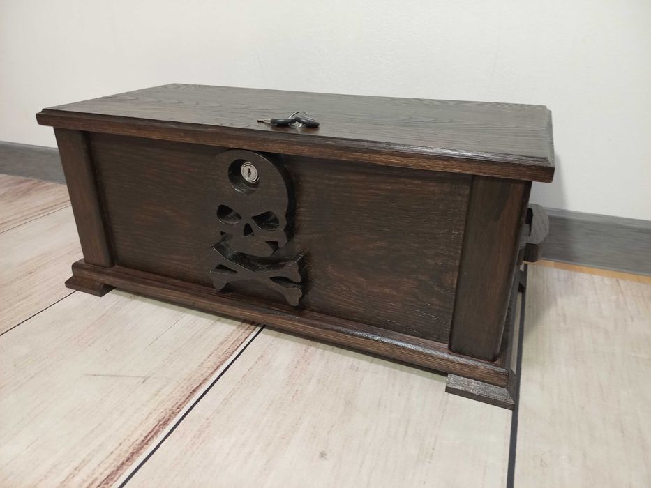 skrzynia Piracka z trupią czaszką - rustykalna, zamykana na kluczyk!!