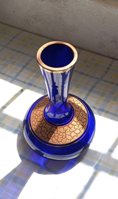 Jarra vintage azul cobalto Barthmann com dourado