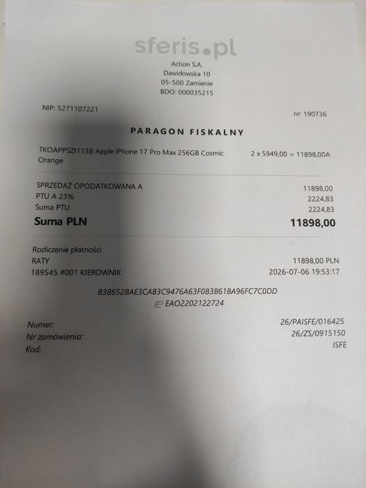 Na Lewara iPhone 17 Pro Max 256gb Cosmic Orange Gwarancja!!!