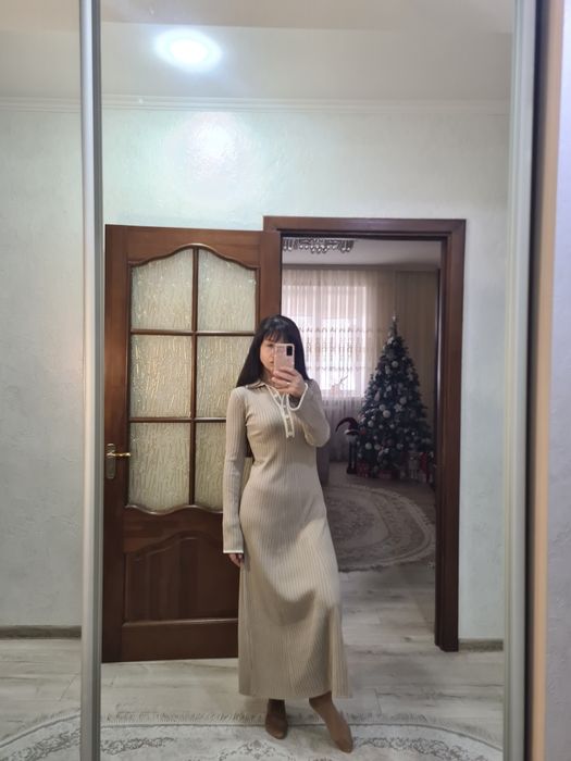 Сукня поло з довгим рукавом,Polo,Сандро,вязана,тепла,максі,зимова,міді