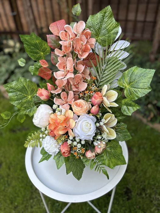 Bukiet Premium sztuczne kwiaty na grób cmentarz jesień