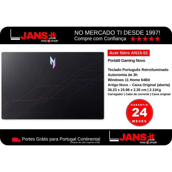 Acer Nitro AN15-51 i7-13620H | 16GB | SSD 512TB | 15.6″ FHD 165Hz | RTX4050