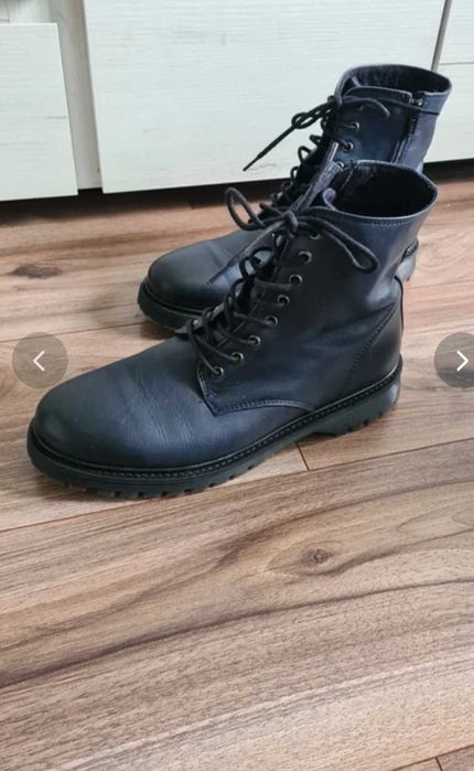 botki oficerki 42 cieple granatowe