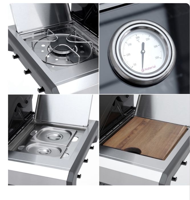 Barbecue a gás com 3+1 queimadores em aço inoxidavel