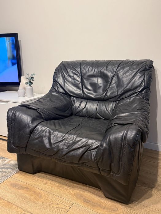 Zestaw fotel i duża sofa/ meble skórzane
