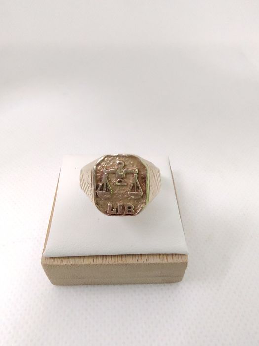 Złoty sygnet znak zodiaku waga PR 585