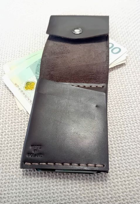 Portfel ręcznie szyty handmade ze skóry naturalnej