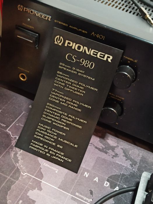 Kolumny Pioneer CS-980 tabliczka znamionowa