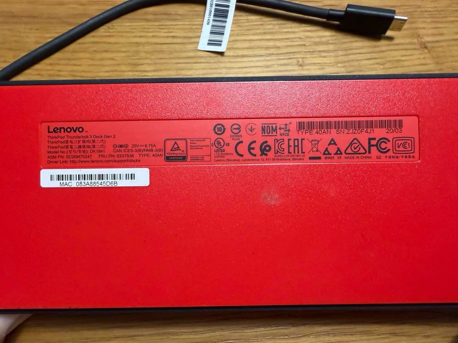 Lenovo ThinkPad Thunderbolt 3 Dock Gen 2 (40AN) – stacja dokująca 135W / 170W