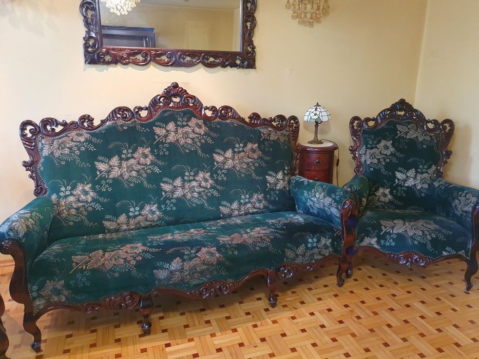 Zestaw Ludwikowski Sofa 2 Fotele Stylowy komplet wypoczynkowy