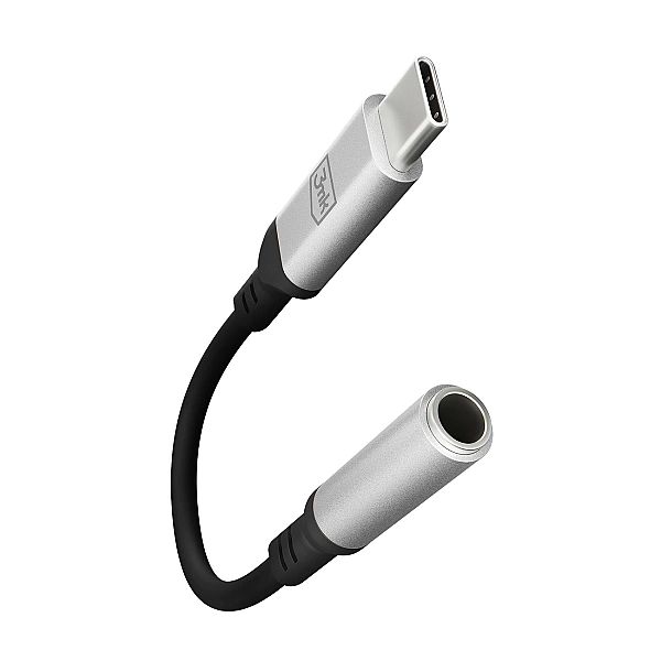 Adapter 3mk USB-C - minijack 3.5 mm - srebrny