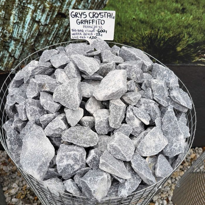 Grys grafitowy kalcyt Crystal Graffito 32 mm rabaty Kamienie ogrodowe dekoracyjne akwarystyka