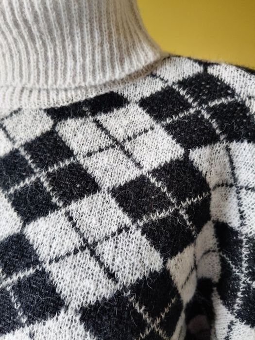 Sweter karo golf 30% wełna rozmiar XL