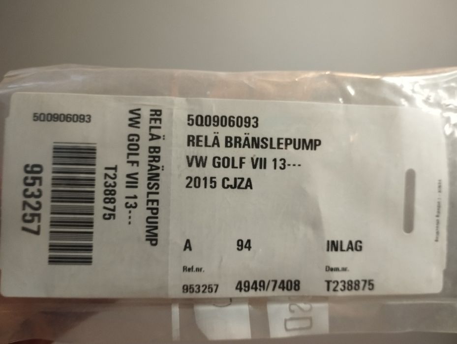 Volkswagen VW GOLF 7 VII moduł pompy paliwa ] 15ovoko