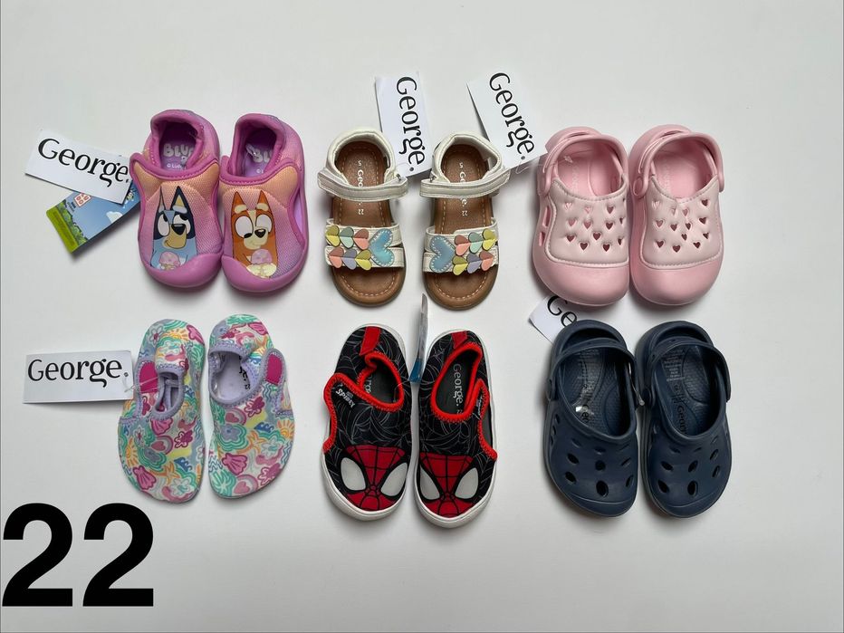 22 George 6 par butów nowe buty zestaw pakiet butów z UK bluey sandały