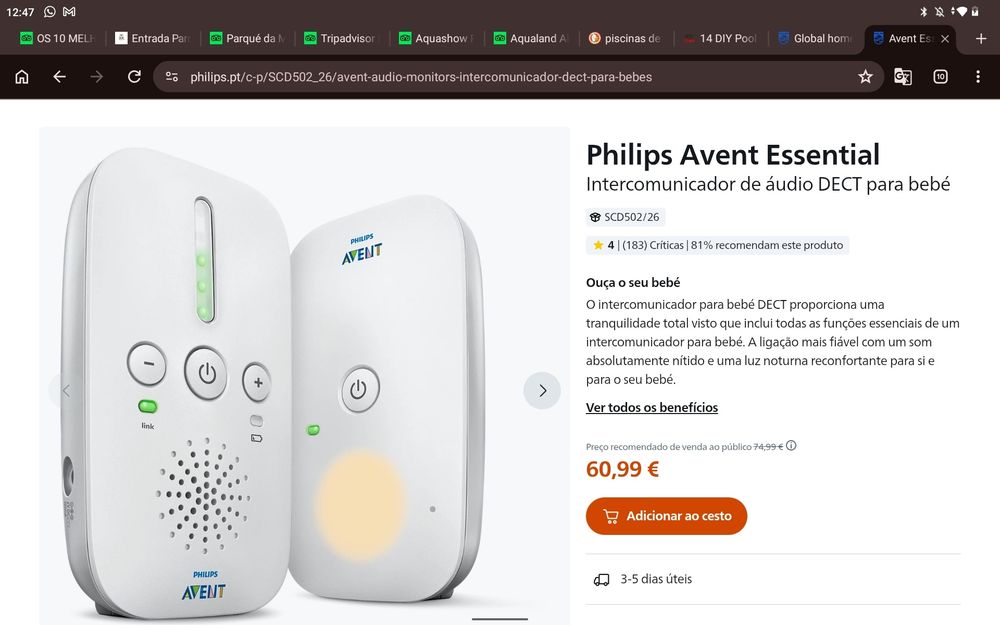 Monitor de bebé Philips