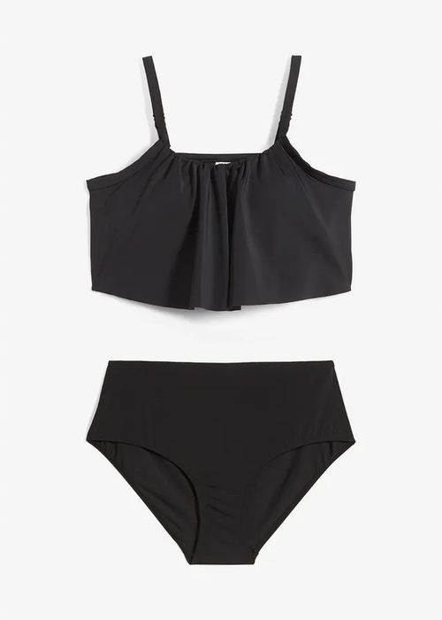 B.P.C bikini bustier asymetryczne czarne z figami z wysokim stanem 46.