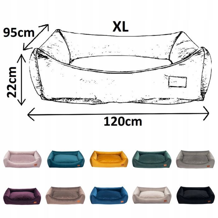 sofa posłanie dla dużego psa pitbull amstaff 120x95x22 cm xl czarna