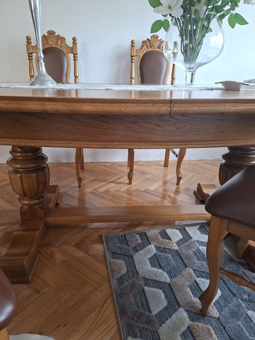 Zestaw dębowy stół i krzesła