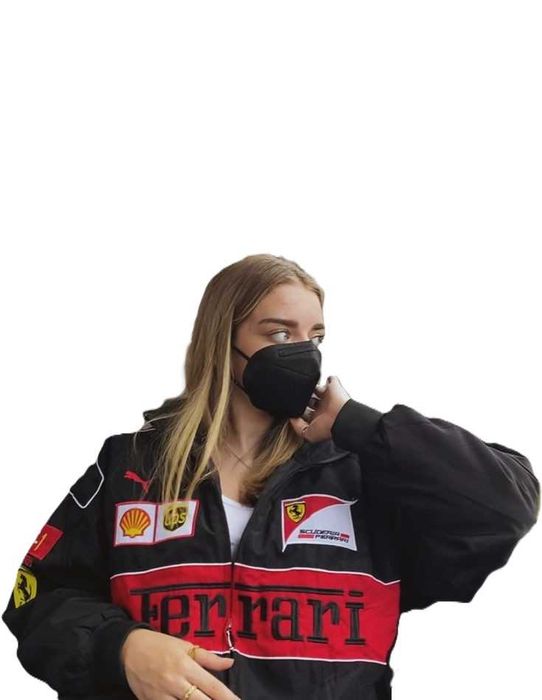 Kurtka Ferrari Vintage F1 Wyścigowa Bomberka Czarna M