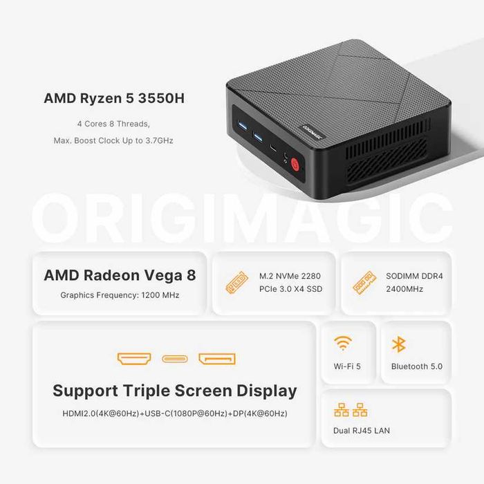 Origimagic Mini PC C4 | Ryzen 5 3550H | 16GB DDR4 | 512GB SSD | Nowe!