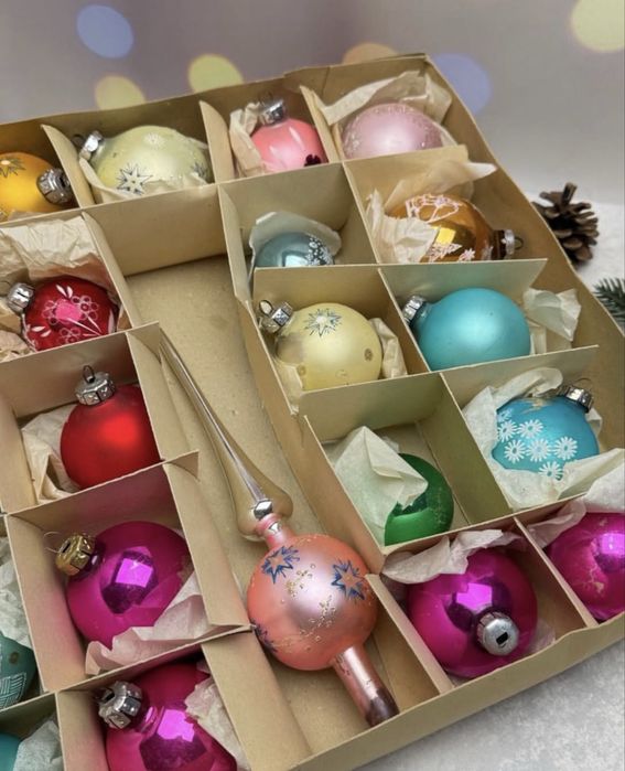 Набор новогодних игрушек, ёлочных украшений. ГДР