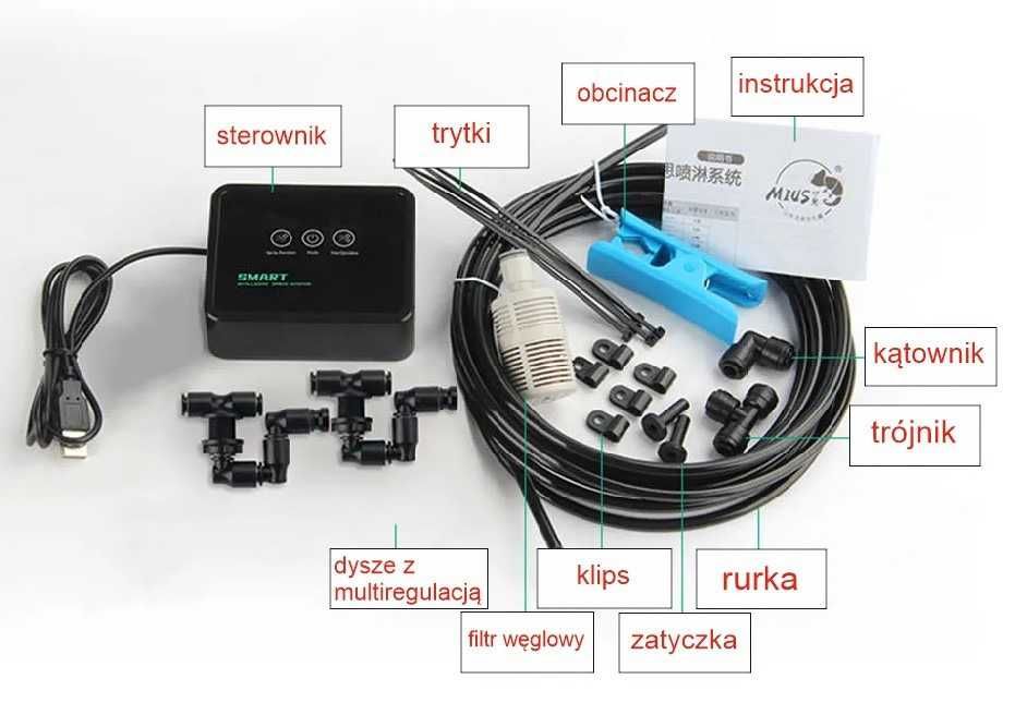 Smart Zraszacz nawilżacz do terrarium dla gad płaz Agama Gekon Legwan