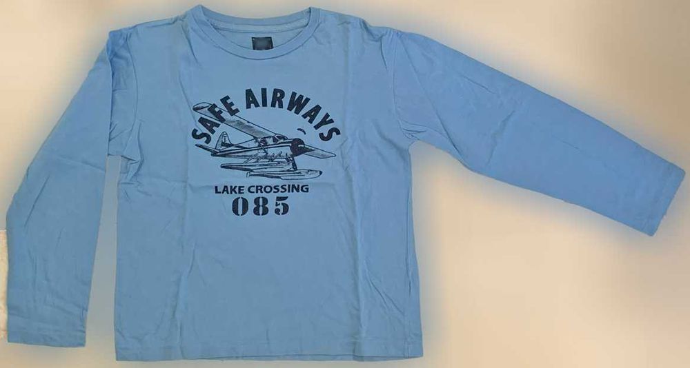 T-Shirt de Criança Unissexo, Azul Estampada, como Nova