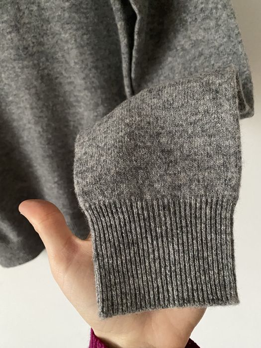 Nowy 100% wełna merino dzianinowy sweter szary