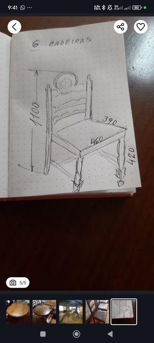 Mesa madeira maciça oval com 6 cadeiras