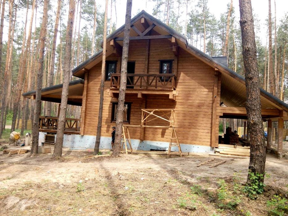 Будівництво котеджів із клеєного бруса, клеєний брус, будівництво