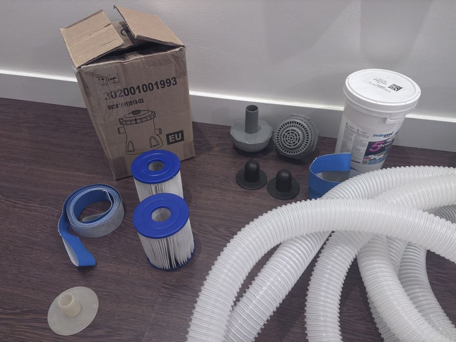 Conjunto filtragem piscina – bomba + mangueiras + filtros