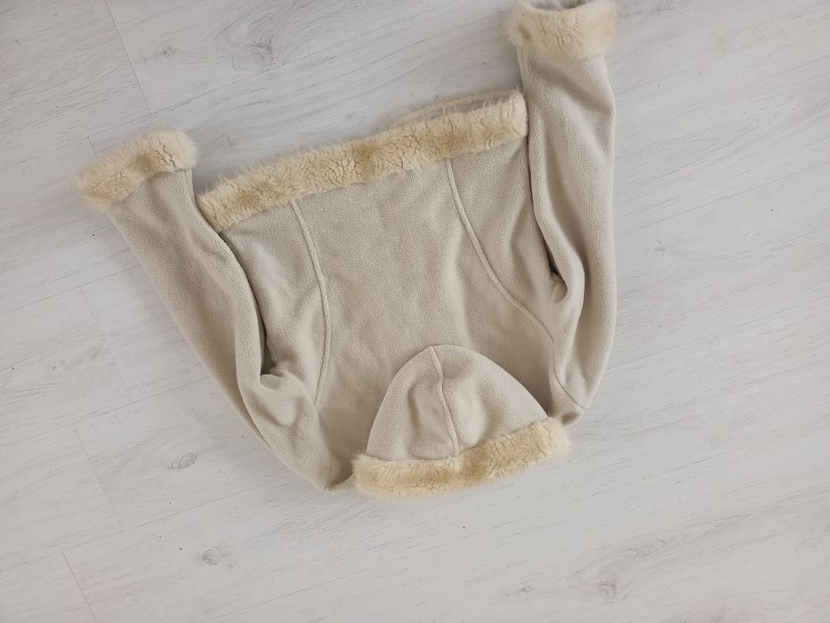 ecru /kremowy polar z futerkiem